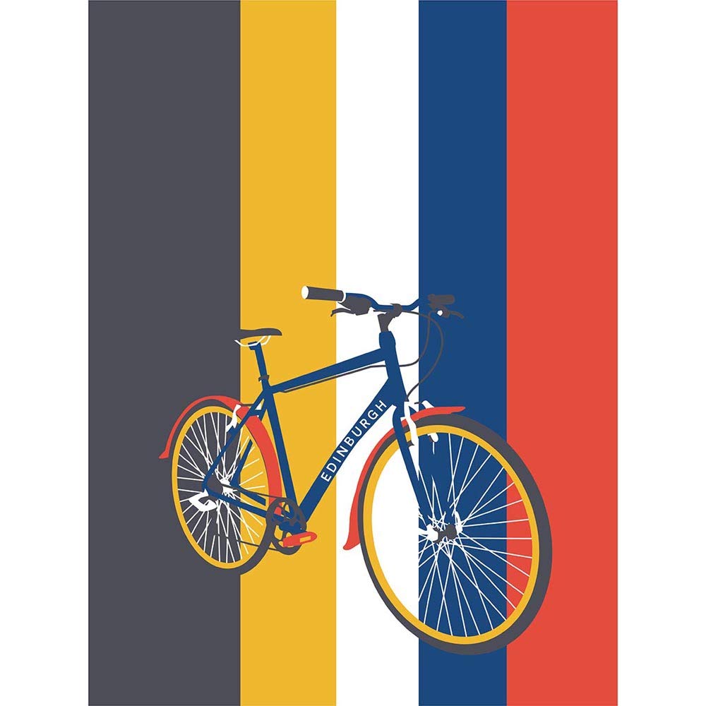 Wee Blue Coo Edinburgh Transport Bicycle Art Print Poster Wall Decor 12X16 Inch