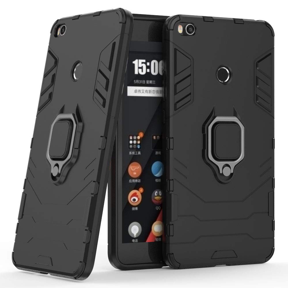 Max Power Digital Cover per Xiaomi Mi A2 con Anello, Custodia Supporto Magnetica Rigida Resistente Antiurto Doppio Strato Protettiva Calamita Bumper Case (Xiaomi Mi A2, Blu Navy