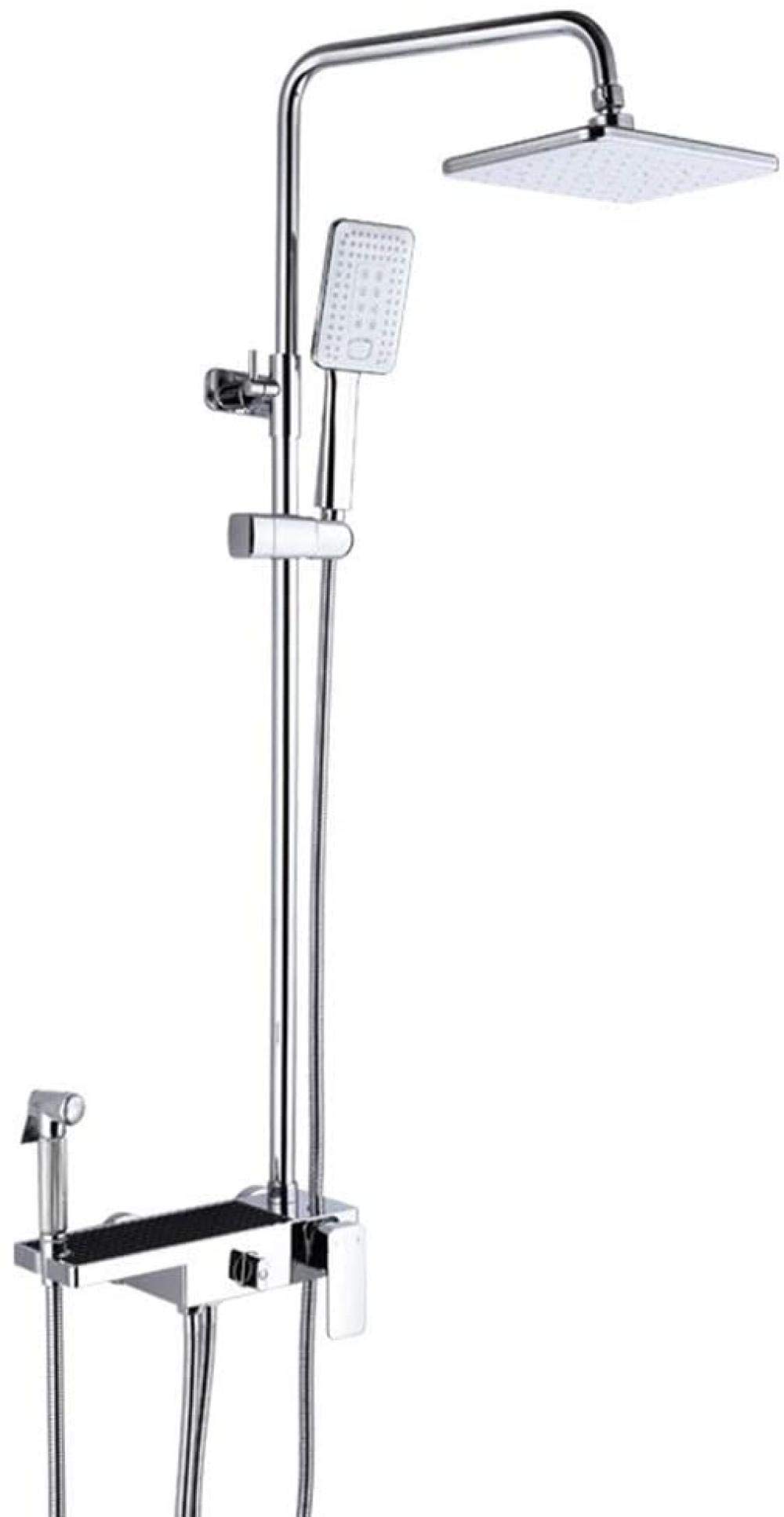 Robinet de douche en laiton massif et pommeau carré de 20cm au design silver épuré