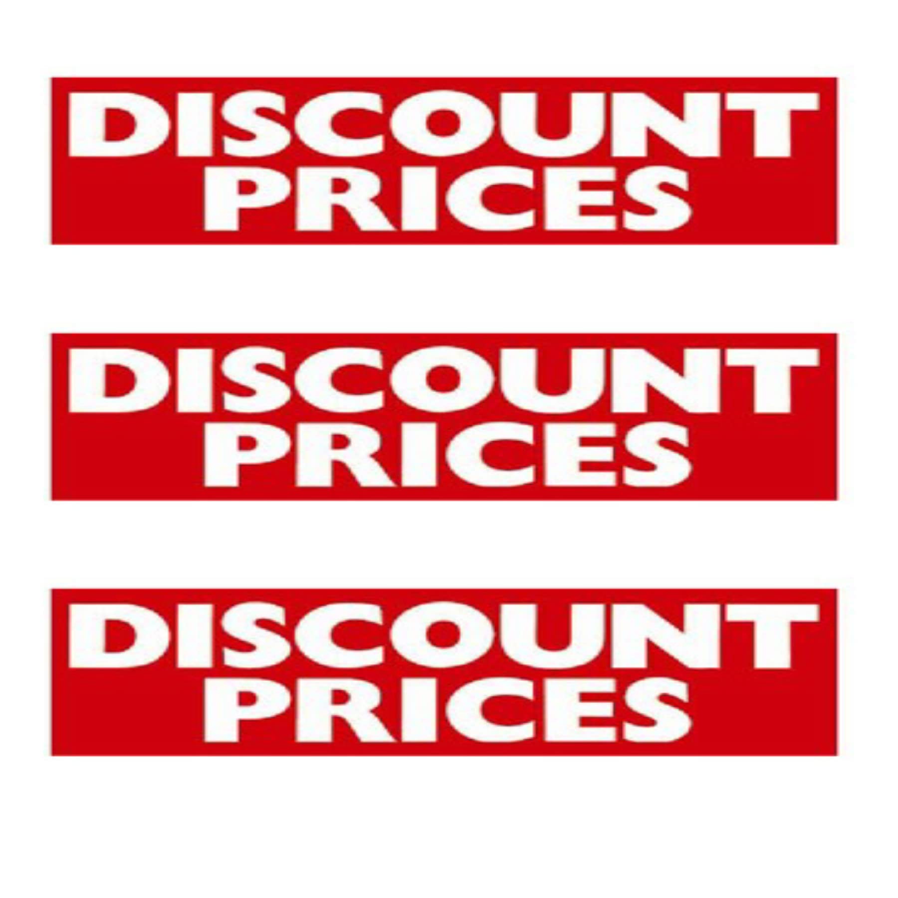 Pack OF 3. Discount Prices SALE SIGNAGE POSTERS FOR SHOP WAREHOUSE MARKET INDOOR POSTER BANNER ALL TYPE Size 100CM X 35CM)