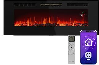 Klarstein Galeras Smart Elektrokamin - 1800 W Heizleistung, Realistische LED-Flammen, App & Fernbedienung, Einstellbare Farben & Helligkeit, Überhitzungsschutz, Wandkamin Elektrisch