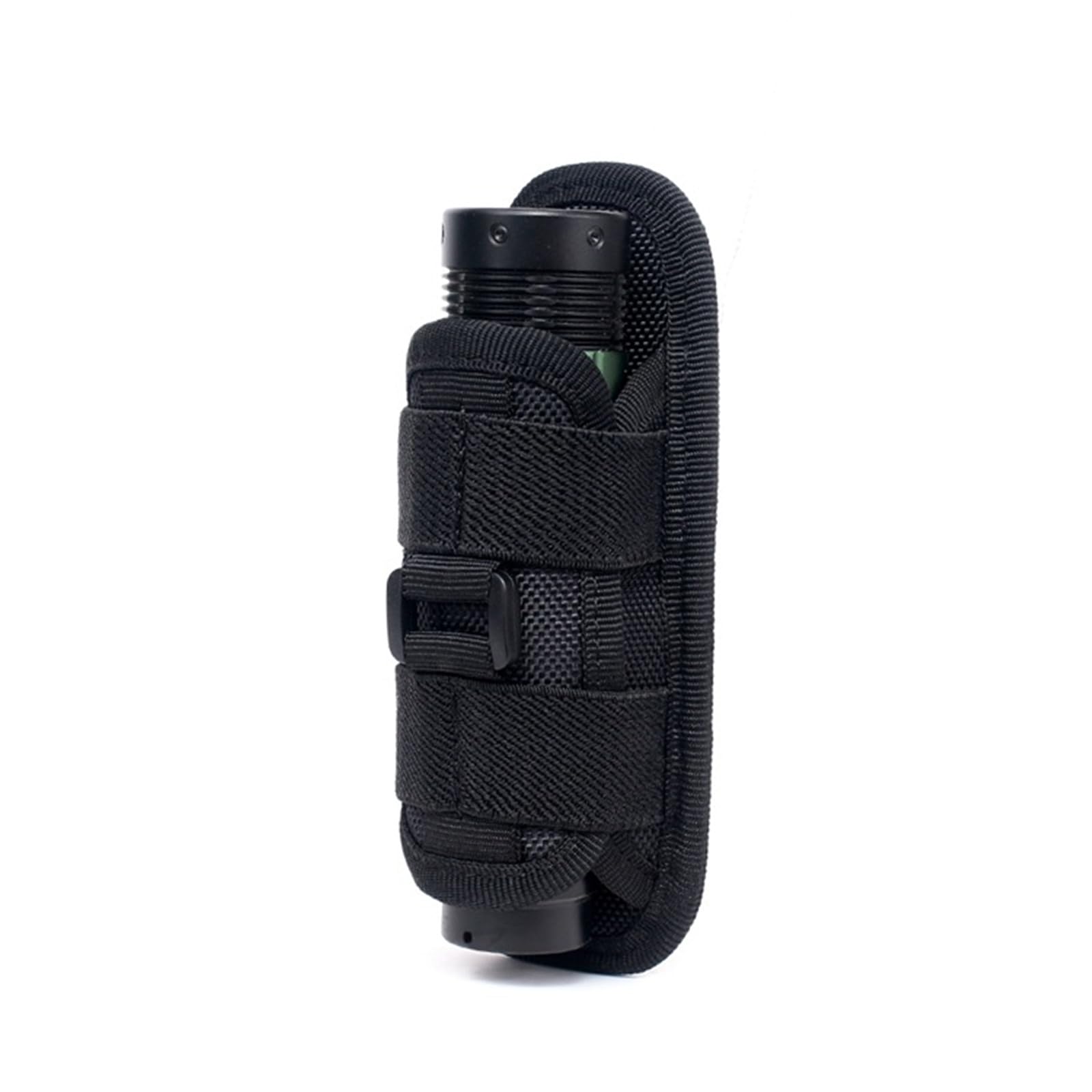Porta Torcia Cinturone, Supporto per Torcia Tattica, Girevole a 360° per Escursionismo, con Sgancio Rapido per Caccia, Pesca in Campeggio, 15 x 5,5 cm, Nero