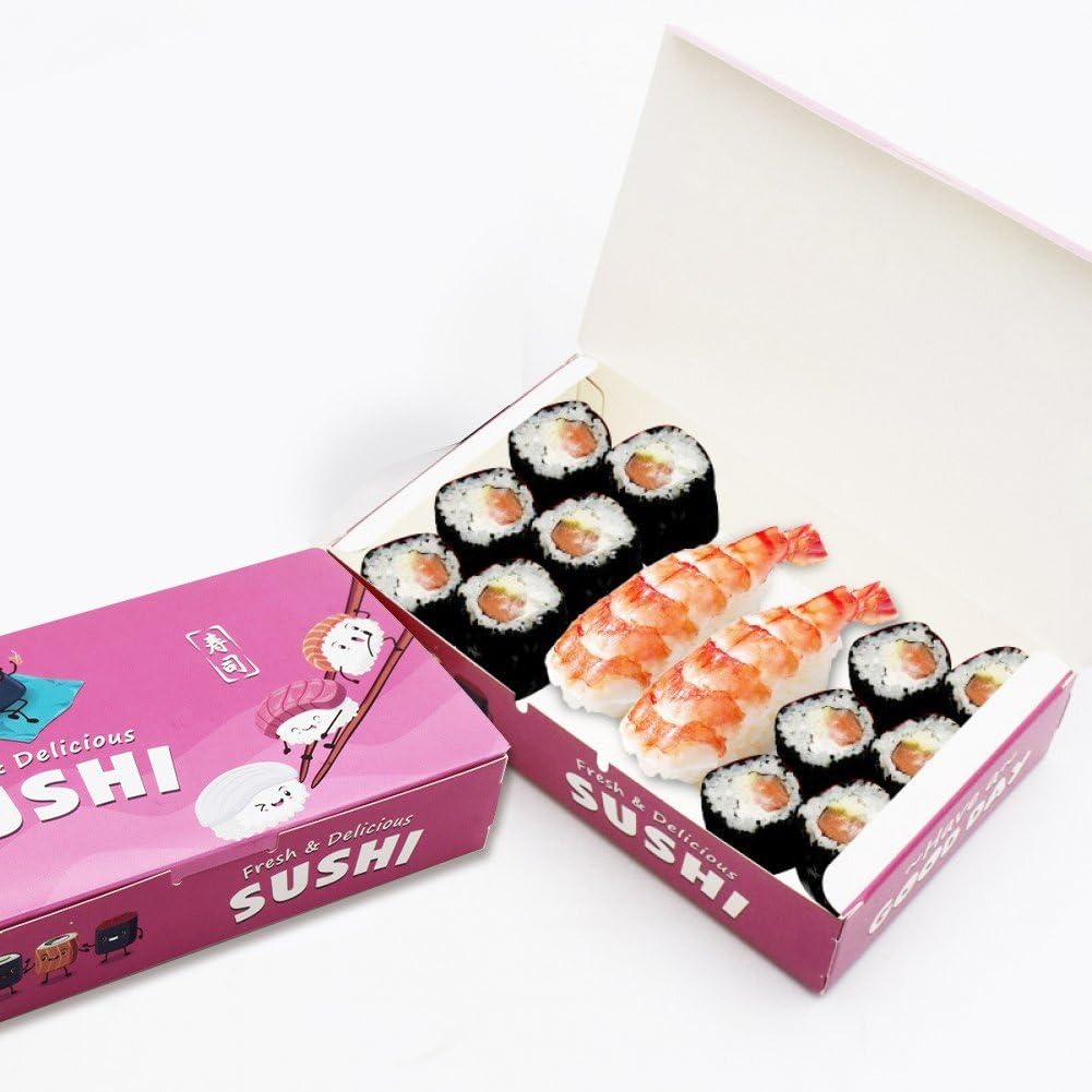 Wudaizhi Cajas De Comida para Llevar, Pequeñas Cajas De Charcutería, Contenedores Desechables para Sushi, Suministro De Embalaje De Bolas De Arroz para Restaurante, 100 Uds.
