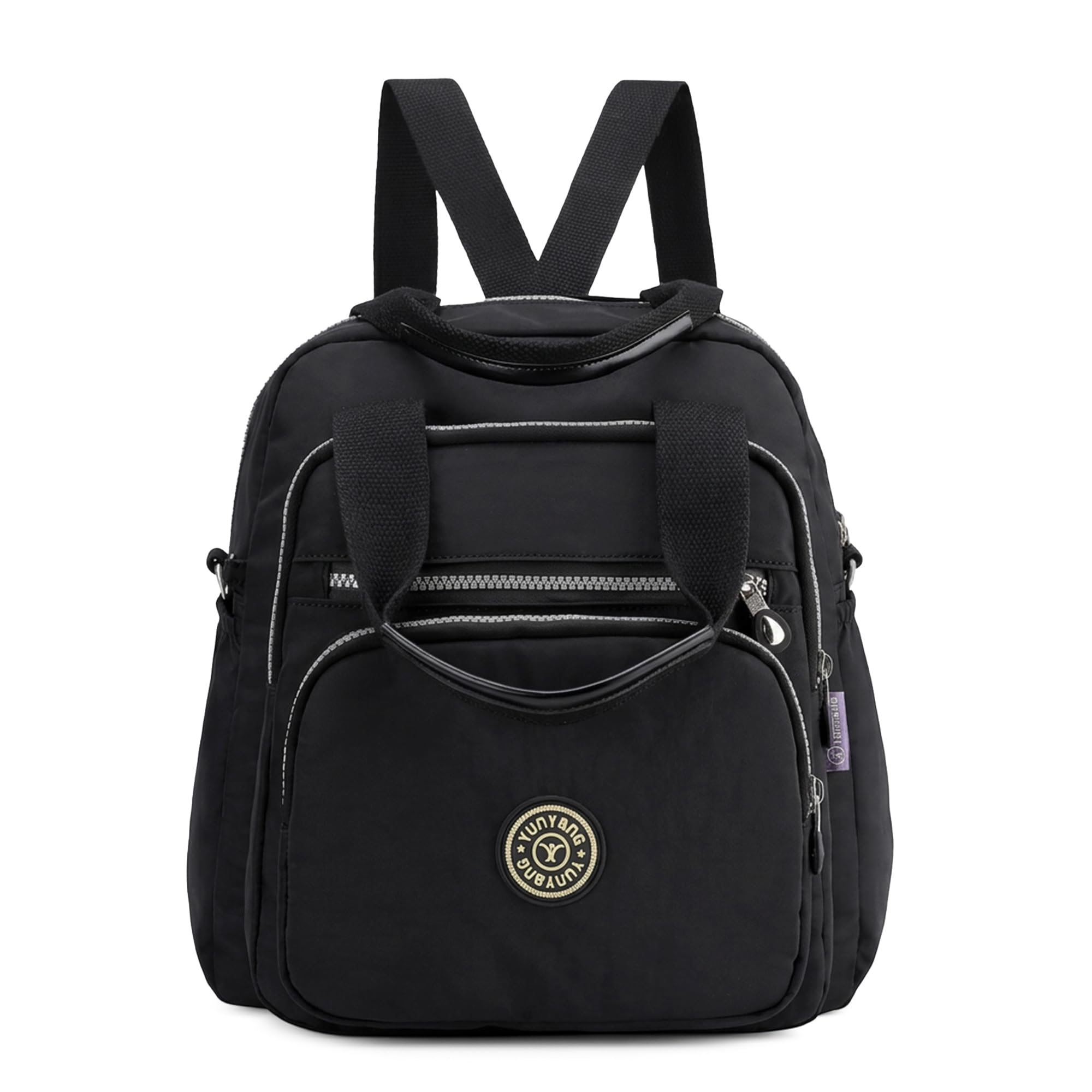 DIRRONA Sac à Bandoulière Sac à Dos Femme Mode Sac Femme Léger Voyager Sac Bandoulière Imperméable Multi Poches Nylon Sac à Main Femmes Du Quotidien Décontracté Sac Noir