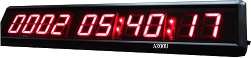 Miniatura 2 de AZOOU Reloj de pared de 10 dígitos con temporizador LED de color rojo cuenta regresivahacia arriba con días y horas y segundos