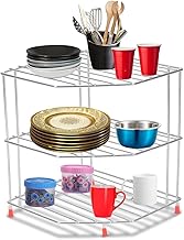 Stainless Steel Kitchen Corner Rack - Storage Shelf for Plates, Bowls and Cups - Countertop Organizer (Corner Stand)
