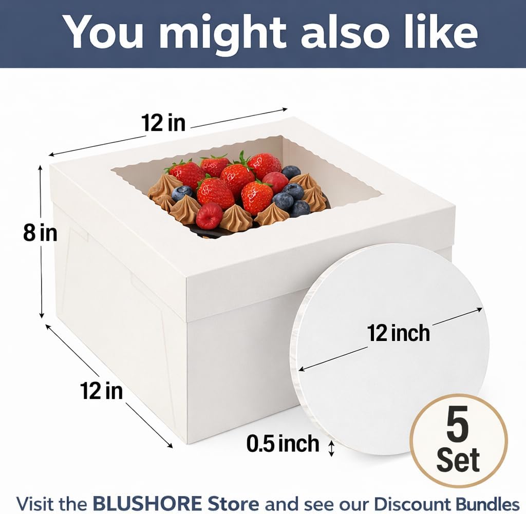 BluShore Cake Boards Tiering Kit - Cake Board 10 Inch, 8 Inch, and 6 Inch (5 Pieces Each) With Parchment Paper Rounds, Wooden Dowels, and Straw Dowels - Cardboard Cake Rounds Stacking Kit [130 Pieces]