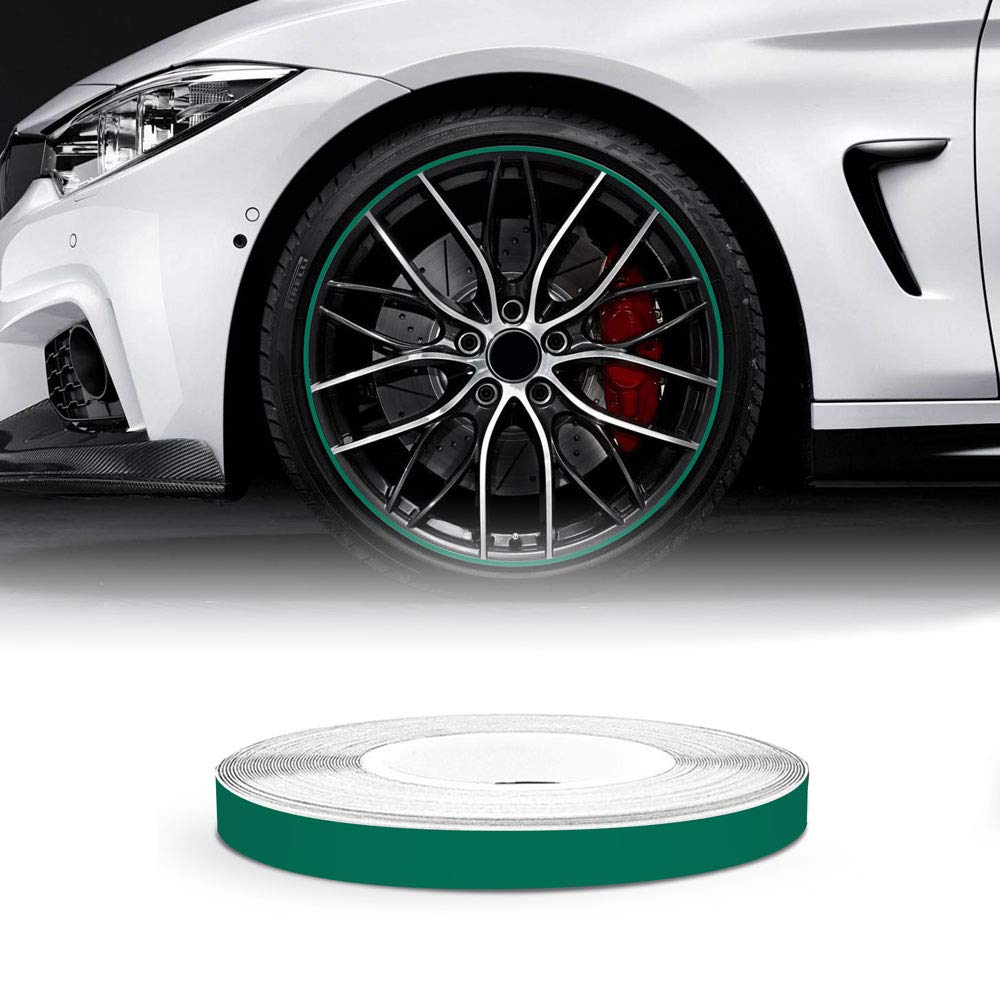Refractive Wheel Trim for Car Wheels with Applicator Tool, Green