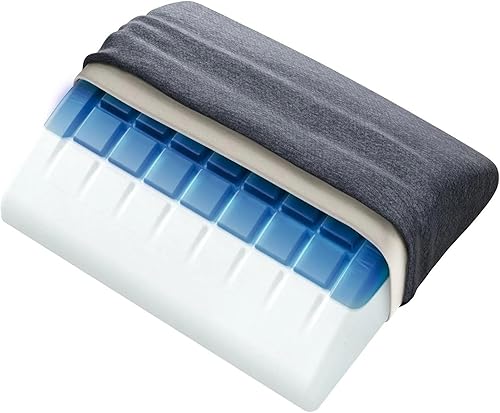 Technogel Cojín de apoyo lumbar, cojín de gel refrescante para silla de oficina, automóvil, avión, ciática y alivio del dolor de espalda baja,
