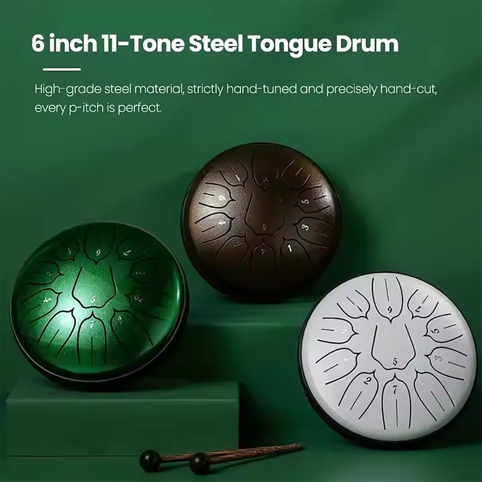 NGARY Tamburo a Lingua d'Acciaio, Mini Tamburo Handpan da 6 Pollici, 11 Note in Re Maggiore con 2 Bacchette E 4 Copridita, Produce Un Suono Pulito Ed Etereo, per Meditazione, Educazione Musicale