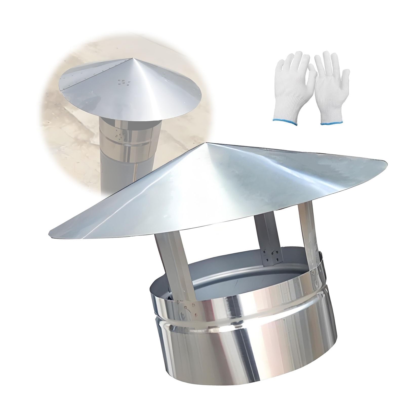 Sombrerete para chimenea de acero inoxidable de 27.3 cm extractor de humo para tejado de casa
