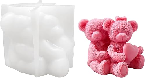 Molde de vela de oso para hacer velas, molde de silicona 3D para el día de San Valentín para fundición de resina, bricolaje de yeso, arcilla