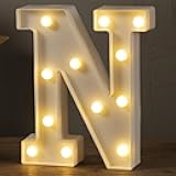 HXWEIYE LED Marquee Letters Lights Sign N, 26 Alphabet 8.57 Inch Light Up Letter and Number 0-9 Number Warm White Led Letters for Bar Party Birthday Home Wedding Décor (9 * 7.6 * 1.8IN)