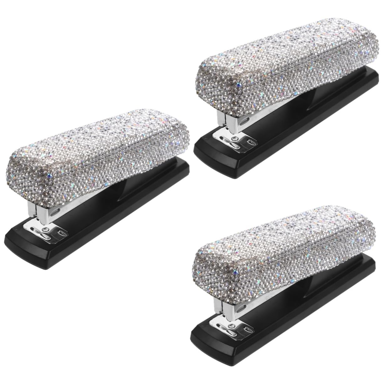 Tofficu 3 Sätze Rhinestone Heftgerät für Zuhause und Büro Robuster Leichter Handhefter für Schüler Lehrer und Kollegen Multifunktionales Zubehör für Schule und Büro