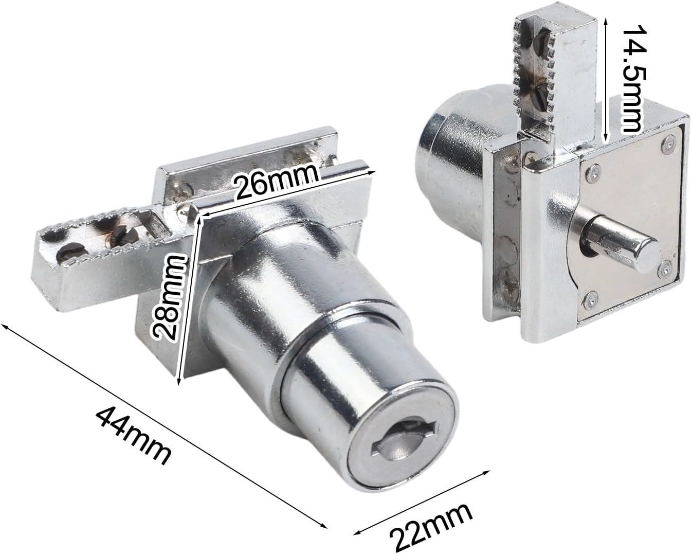 Glass Door Lock with Keys for Display Cabinet Showcase, Zinc Alloy Sliding Lock for 5-8mm Glass, Silver Finish
