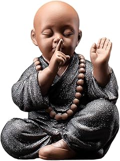 AAGAZA Mini pequeño Monje Adornos Artesanía Cerámica Budista Cerámica Negra Monje Monje Estatua Monje Escultura for Navidad Hogar Jardín Decoración de Oficina, B / 1294 (Color : A)