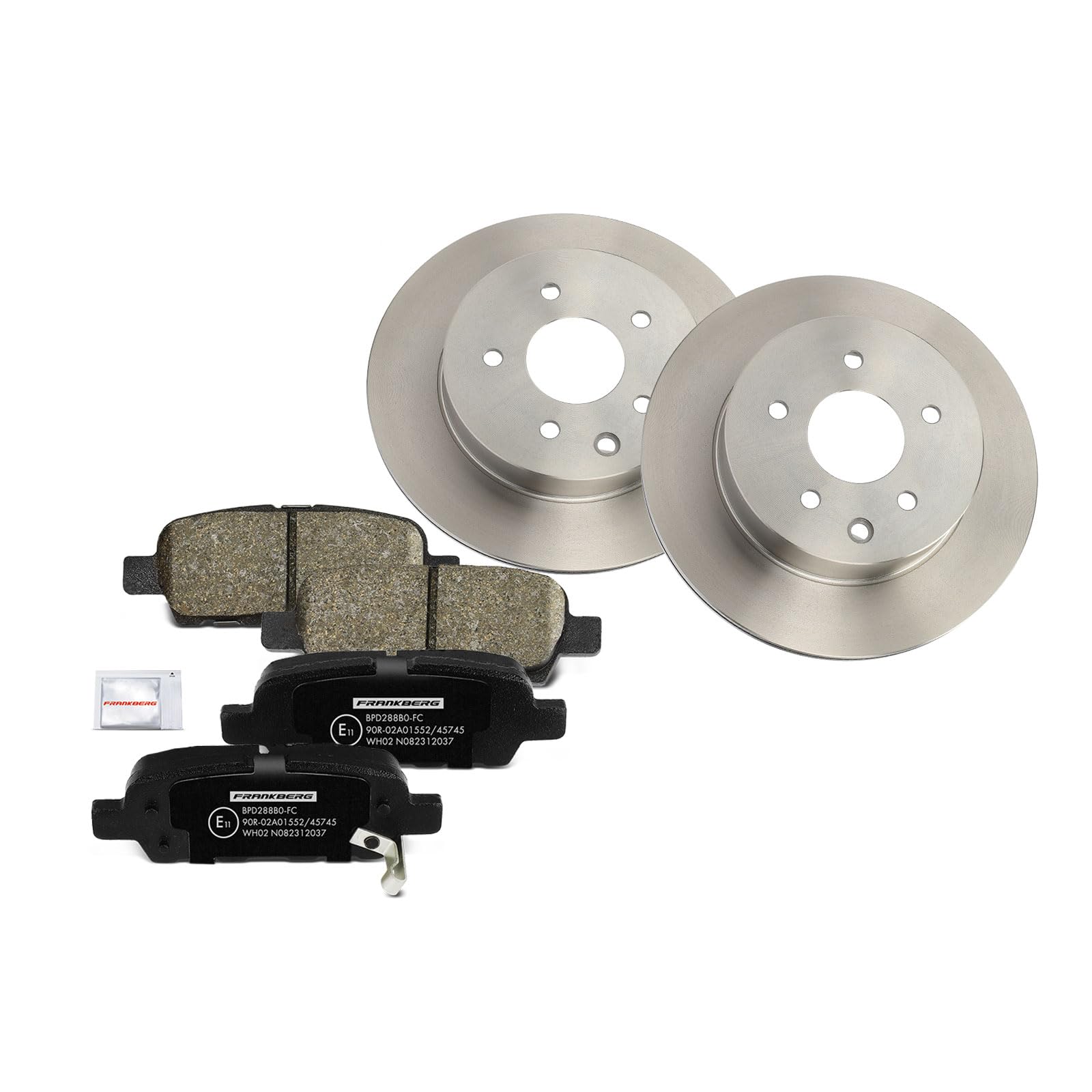 Frankberg Bremsensatz inkl. 2x Bremsscheiben + 4x Bremsbeläge Hinten Kompatibel mit Qashqai +2 I J10 NJ10 Qashqai II SUV J11 J11 X-Trail T31 Replace# 432068H700