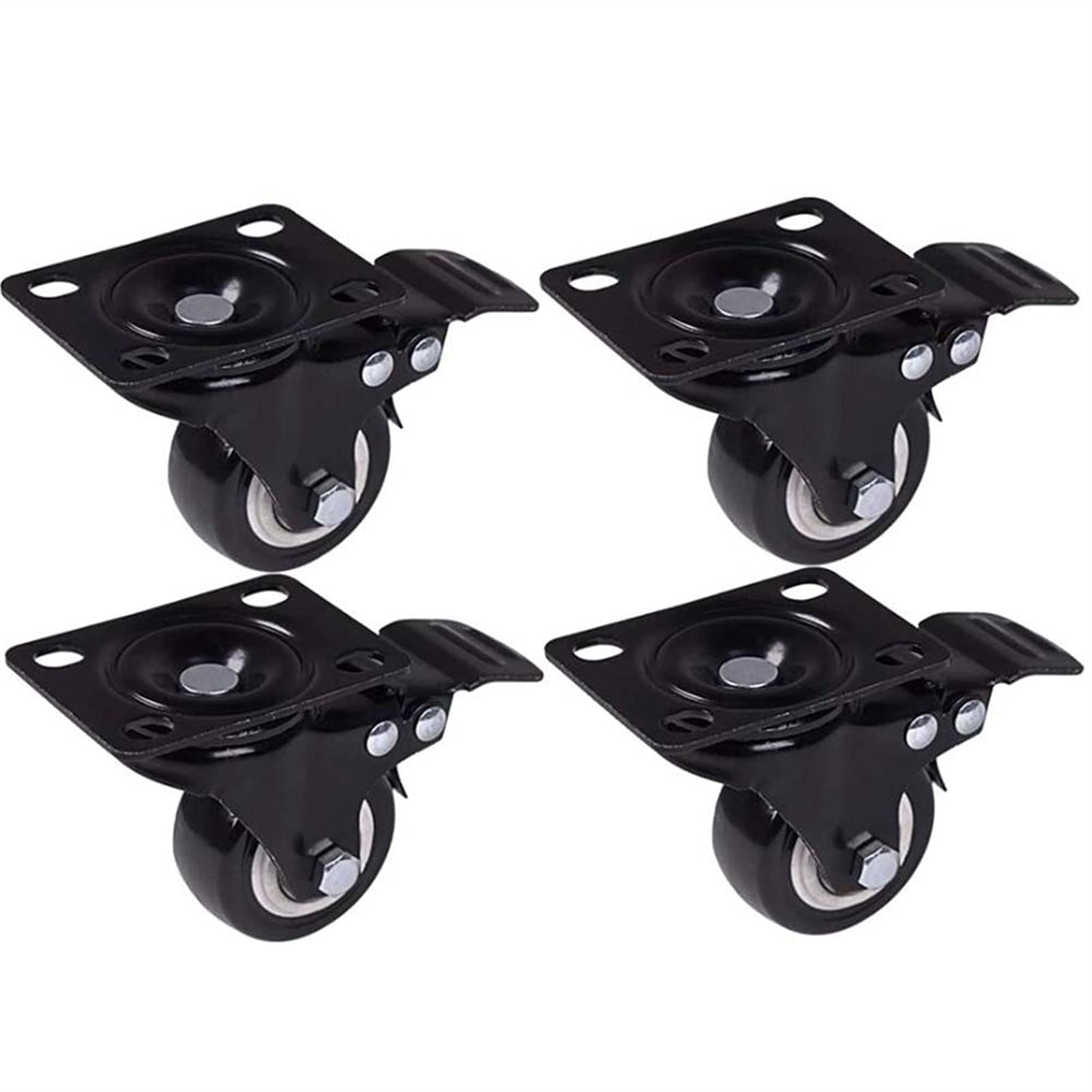RACKS DFFGS- 4X 40mm Heavy Duty Brakes Casters PU Security Lock Swivel Castors With Brake, Mute Wear-resistant Swivel Castor Wheel Trolley Furniture Caster 250KG - Black