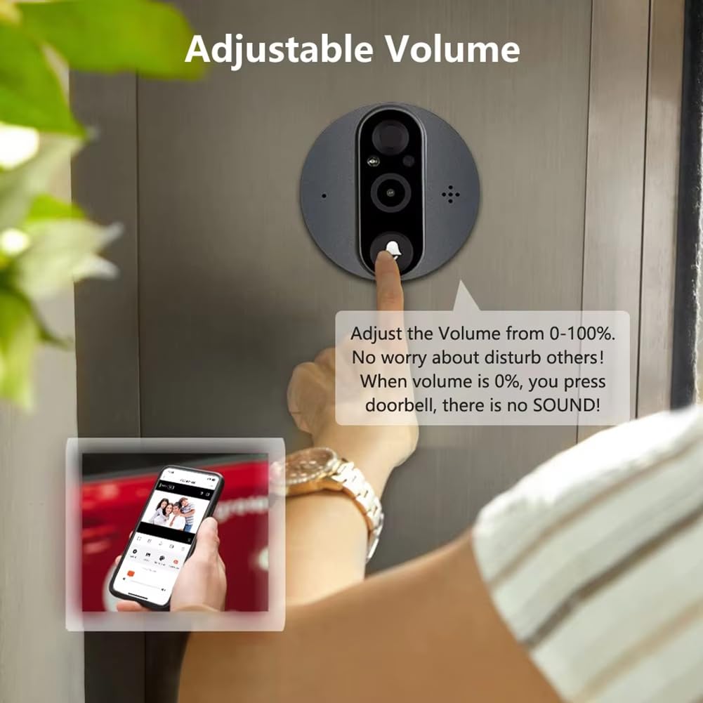 3MP Smart Life Tuya 1080P WiFi puerta campana ojo mirilla 5000mAh batería PIR detector de movimiento IR visor digital