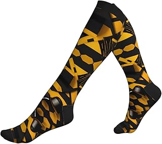 HJLUUFT Calcetines de compresión de color amarillo mostaza y negro para hombres y mujeres, calcetines que absorben la humedad, calcetines para diabéticos y neuropatía