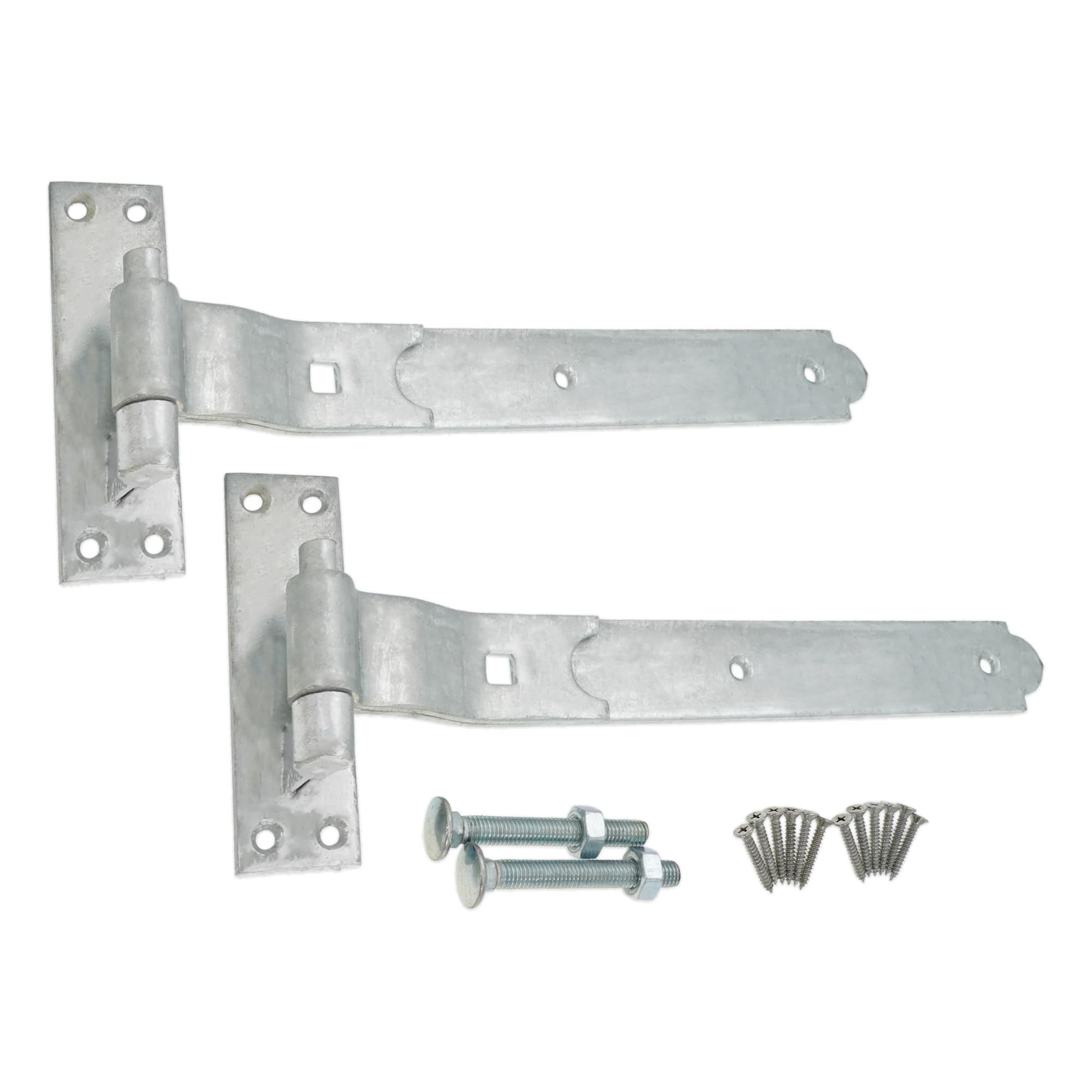 Heavy Duty Door Shed BARN GATE Hook and Band Hinges CRANKED & Straight Drop Bolt Black/Zinc (Zinc, 2 x 12 CRANKED Hinge)