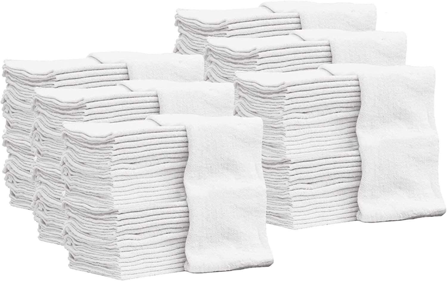Nabob Wipers Auto Mechanic Shop Towels 500 Pack Bulk Shop Rags 100% Cotton Size 14"x14" Commercial Grade (500 Pack, White)