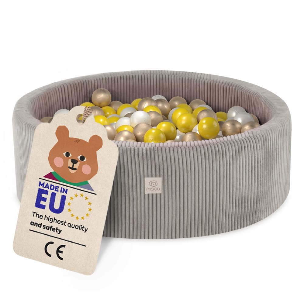 MISIOO Ball Pit - Soft Play Ball Pit for Baby - Machine Washable - 90 x 30cm - 200 Balls - Create a Safe, Colorful Playground for Your Little One - Easy to Clean, Hours of Joy!