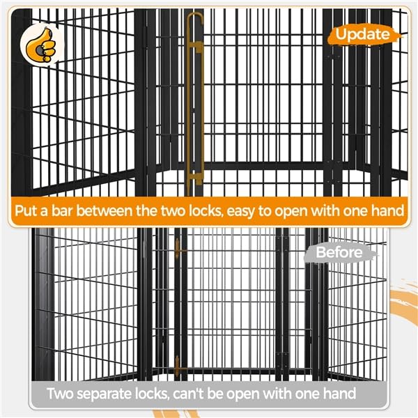 Recinti per Cani Gatti da Interni ed Esterni per Cuccioli Conigli Recinzione in Metallo Pieghevole Box Portatile per Cani Nera 8 pz 68 x 100 cm