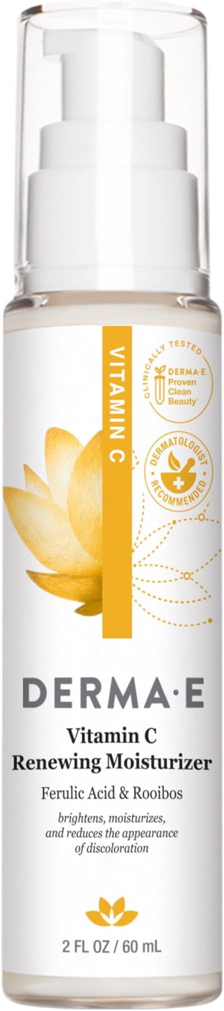 Derma E Vitamin C Renewing Face Moisturizer, 2 Oz, Brightening and Hydrating Facial Skin Renewing Cream, Anti-Aging Wrinkle Cream for Women, Day and Night Moisturizer for Face
