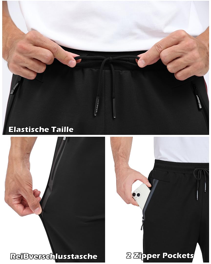 Jogginghose Herren 2er Pack Sporthose Trainingshose Lang Baumwolle Gym Fitness Hose Für Männer Mit Reißverschlusstaschen