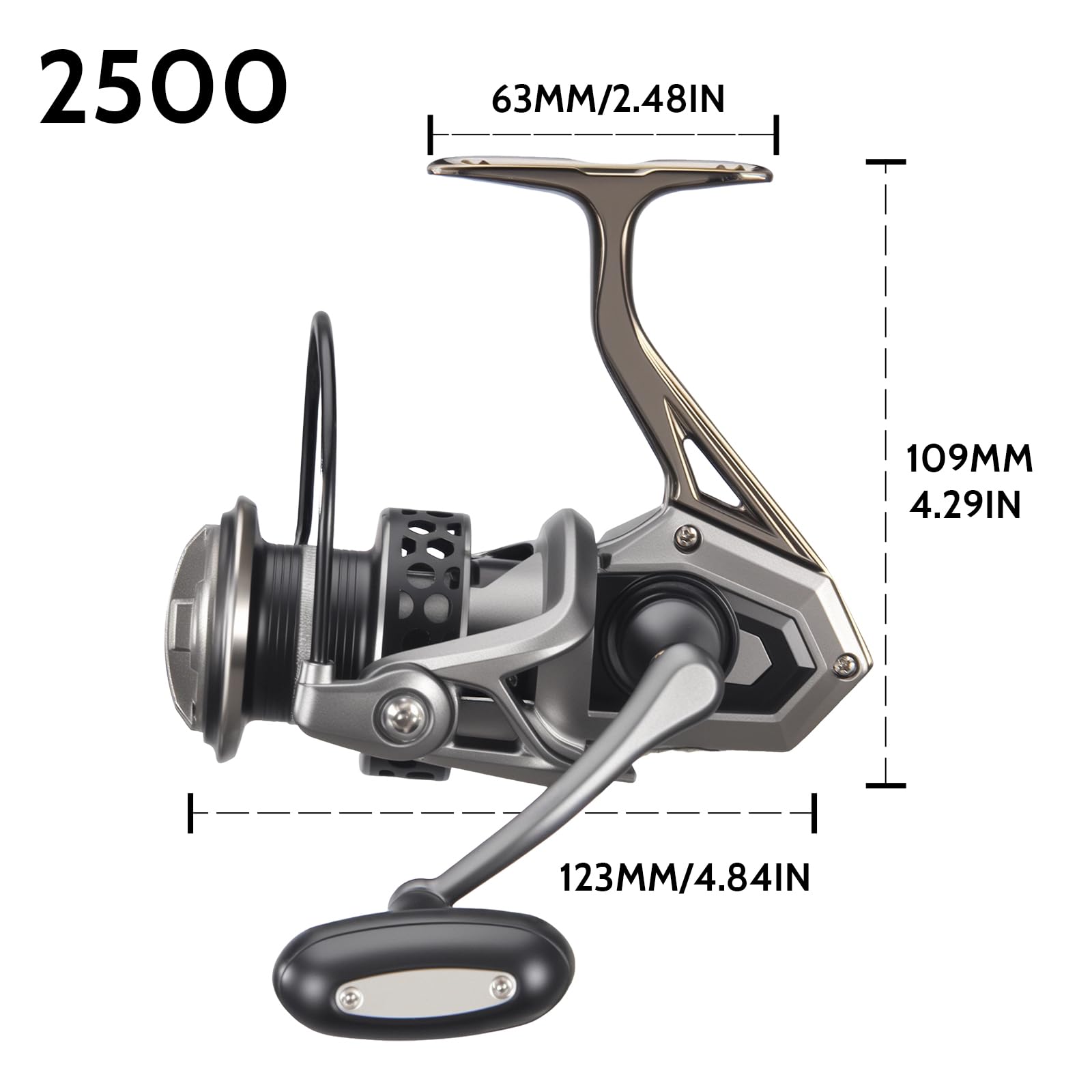 AG Spinning Reel, Freshwater and Saltwater Spinning Fishing Reels, 5+1BB, 22LBs Max Drag, 5.2 Gear Ratios, CNC Aluminum Spool & Handle