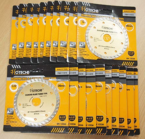 Lot Of (20) 4-1/2" Diamond Blade Wet/Dry Turbo Arbor 7/8" 5/8" 20Mm #TOP24