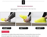 Vista 5 de 1 par de fundas reutilizables para zapatos, impermeables, antideslizantes, de silicona, resistentes al desgaste, botas de lluvia para botas al aire