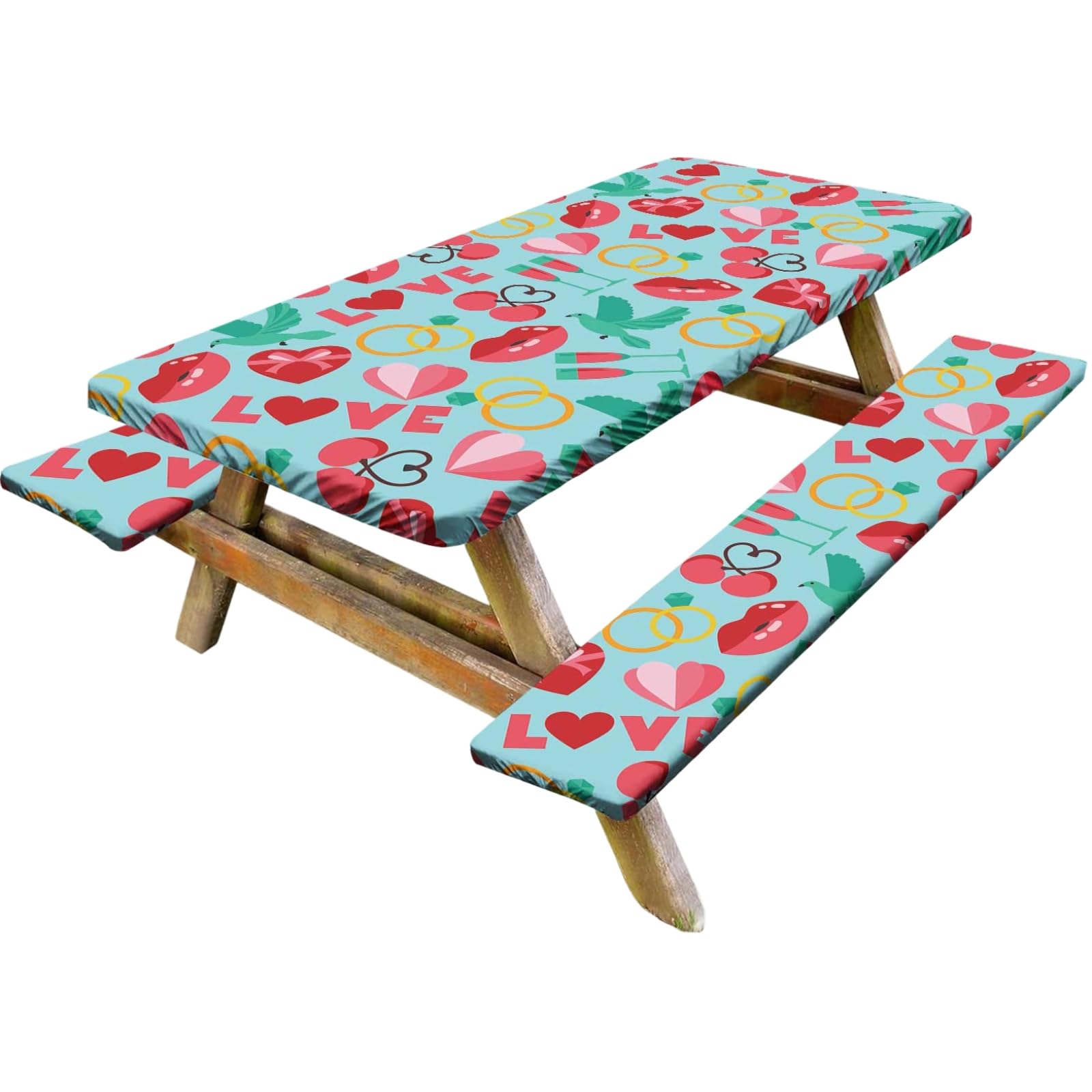 Nappe de table de jardin imperméable rectangulaire et housses de banc anti-vent