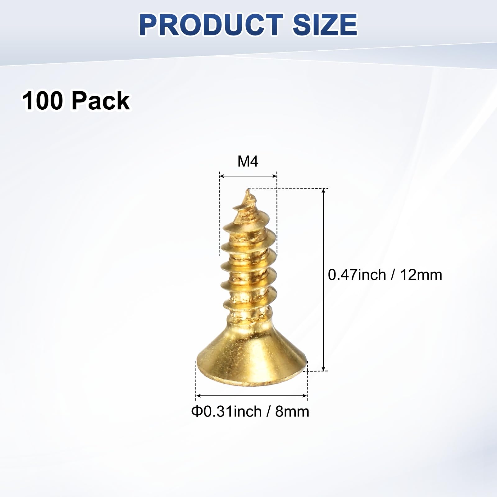 M METERXITY 100-Pack Brass Wood Screws - Image 3