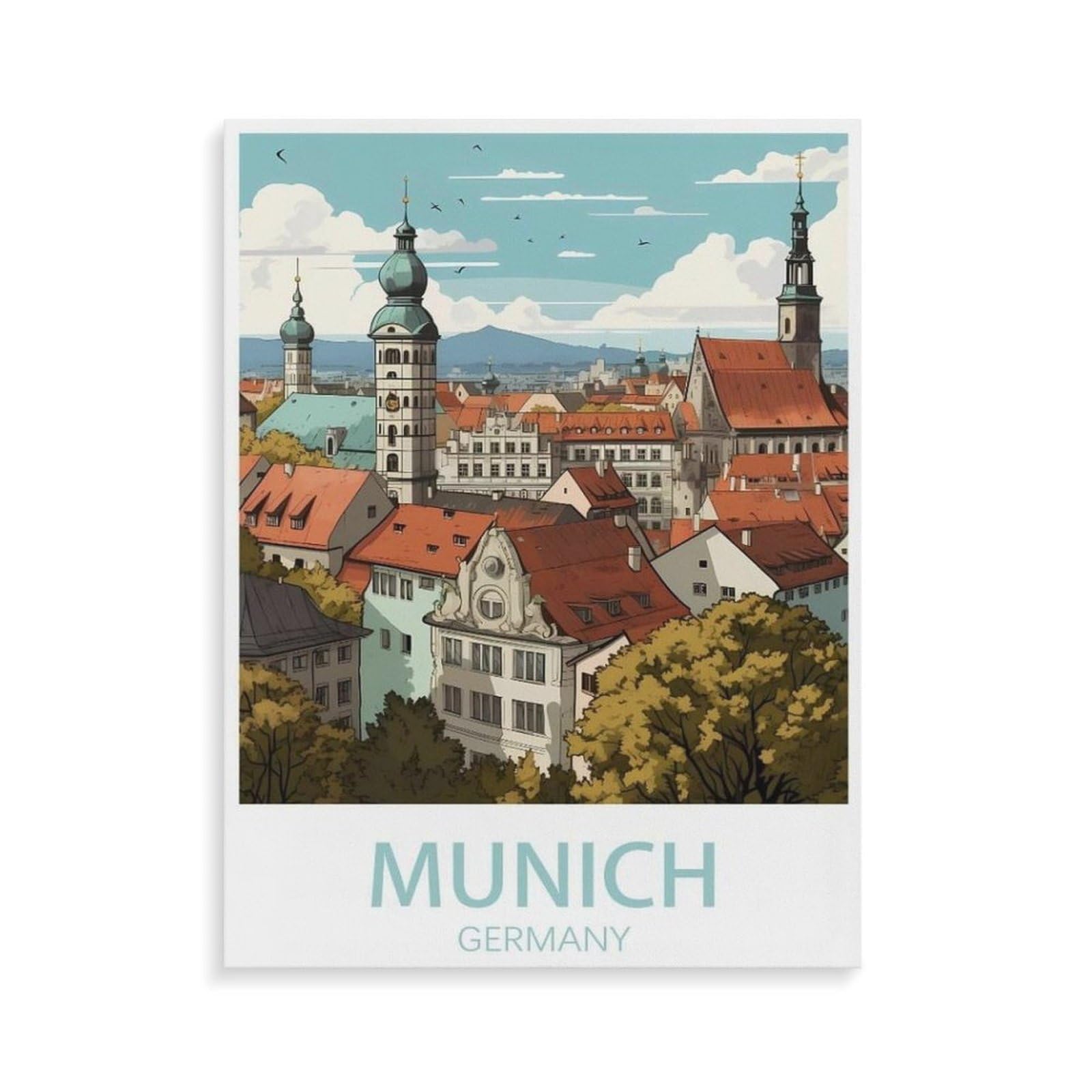 BEAYODKP Paint by Numbers，Munich Germany，DIY Paint by Numbers Kits for Adults Kids,Canvas Oil Painting with Brushes and Acrylic Pigment Paint by Numbers Arts Craft for Home Wall Decor(30x40cm-O64