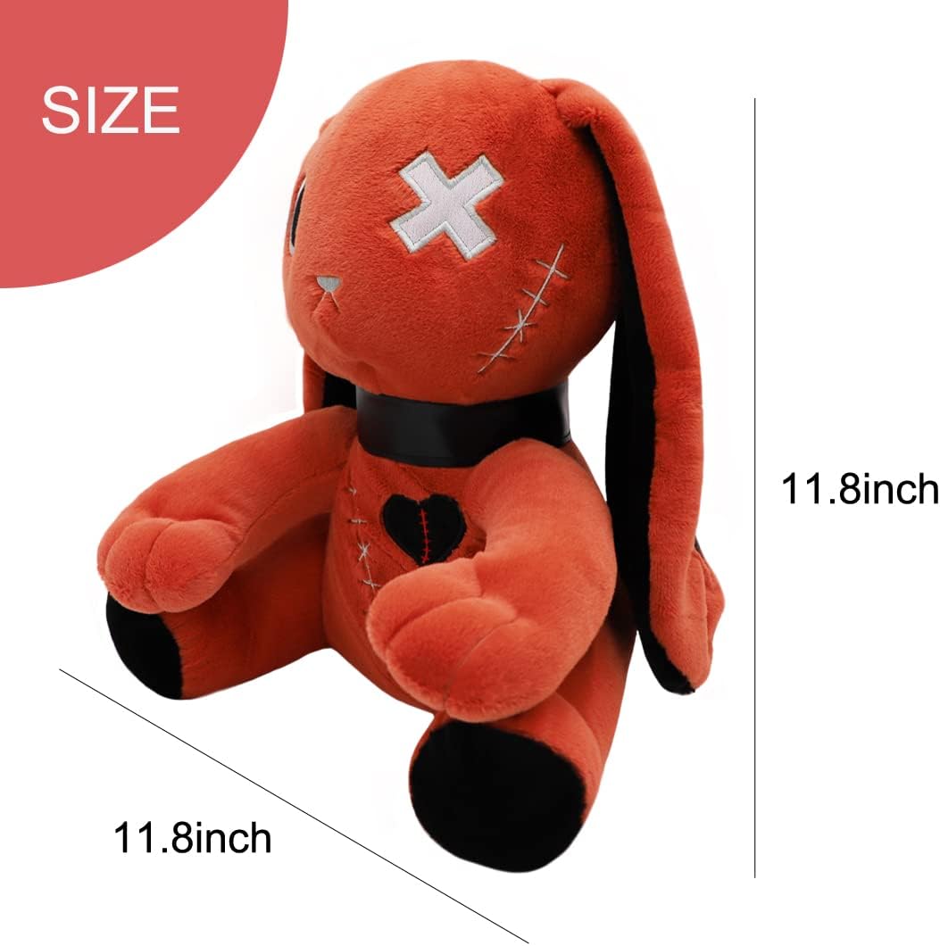 ELAINREN Gothic Red Bunny Stuffed Doll Creepy Halloween Rabbit Plush Toy Decor Gifts/11.8''