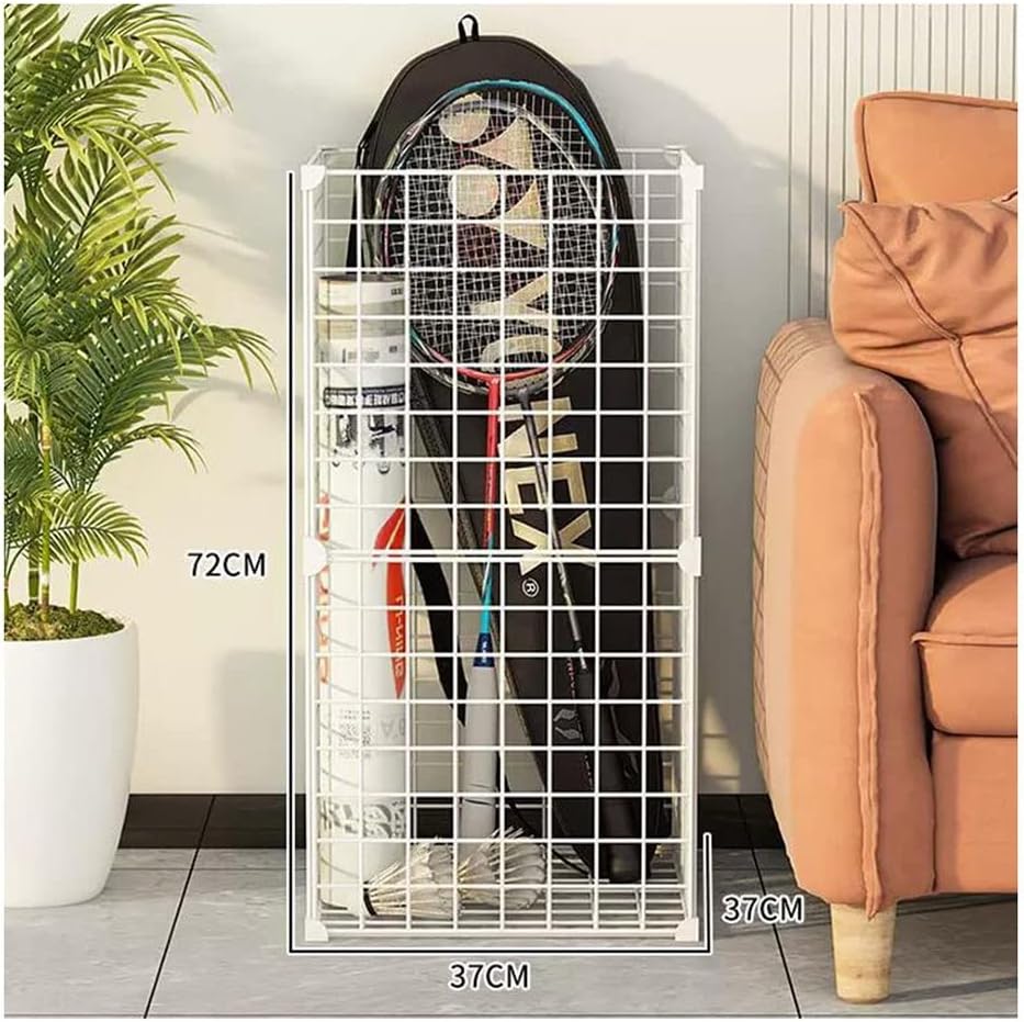 "Multi-Purpose Sports Equipment Storage Rack - Easy Assemble Display Stand for Badminton Rackets, Basketballs, Volleyballs, Bats, Balls, Hats - Ideal for Home, Garag