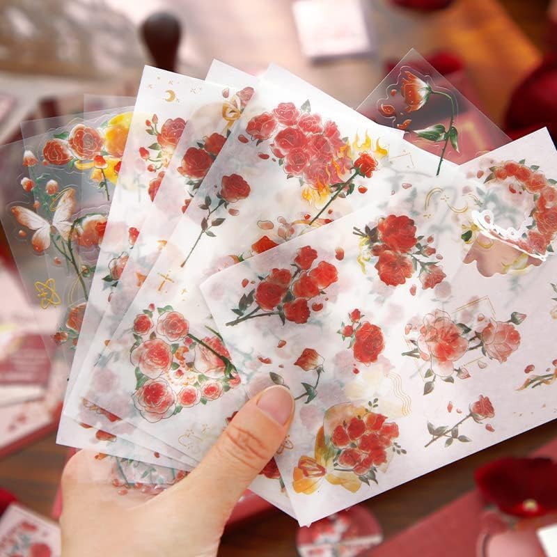 Image of Paper Vintage Aesthetic Scrapbook Kit(346Pcs) Scrapbooking Supplies Kit with Bullet Junk Journal,Stationery,A6 Grid Notebook Journaling Gift for Girl (Rose Scrapbook)