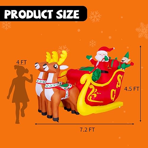 Miniatura 5 de COMIN Decoraciones inflables de Navidad de 7 pies para exteriores, Papá Noel, renos inflables con LED integrados para Navidad, interiores y