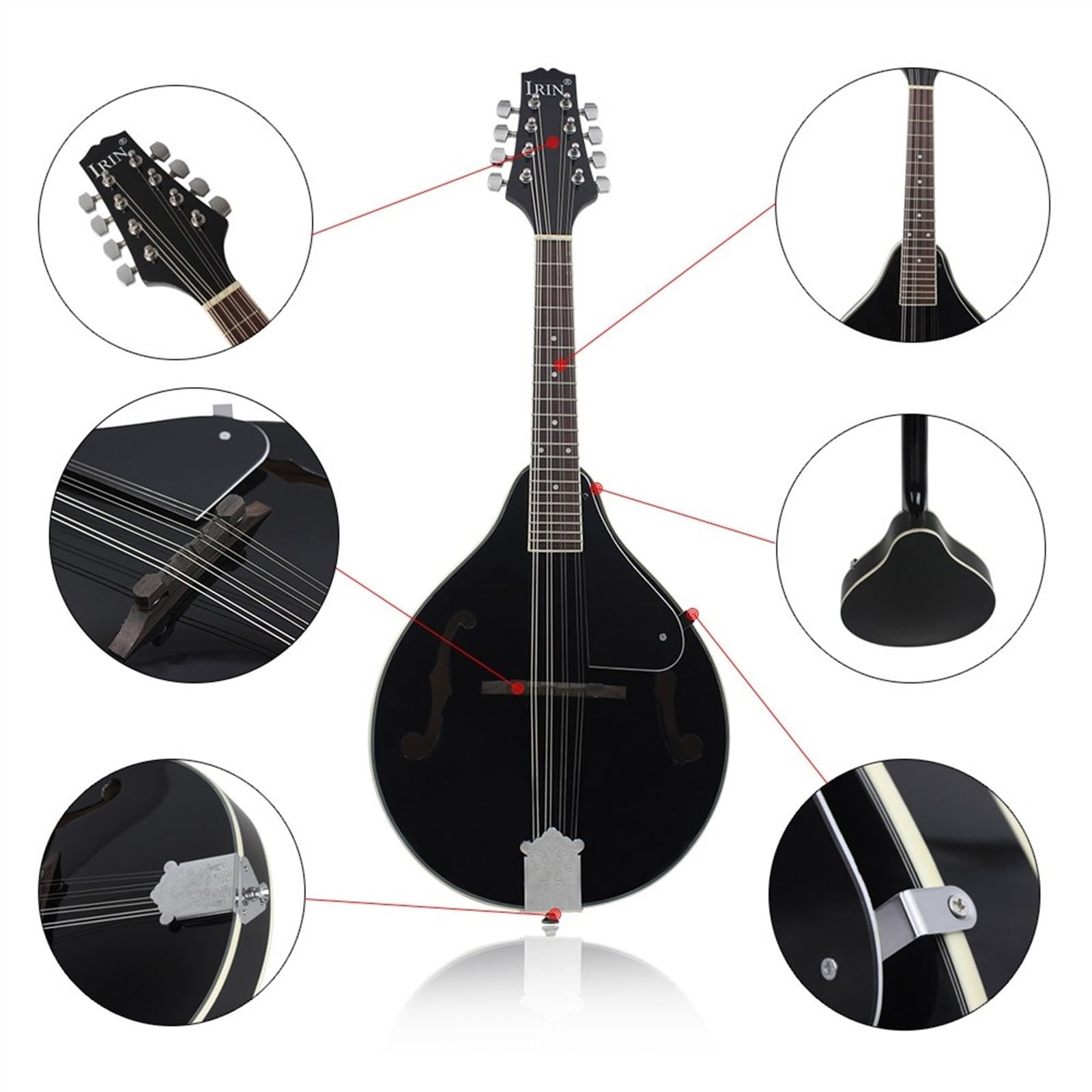 Musikinstrumente Achtsaitige Mandoline Elektrische Mandoline Gitarre Nationales Musikinstrument Tibetische Mandoline Schwarz(Black)