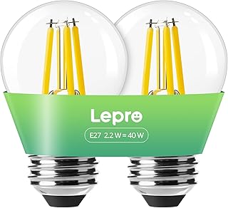 Lepro Ampoule LED E27 - Classe Énergétique A - Blanc Chaud 2700K 470LM - 2.2W Équivalent 40W - G45 Forme Balle de Golf - Angle de Faisceau 300° - Non Dimmable - Lot de 2