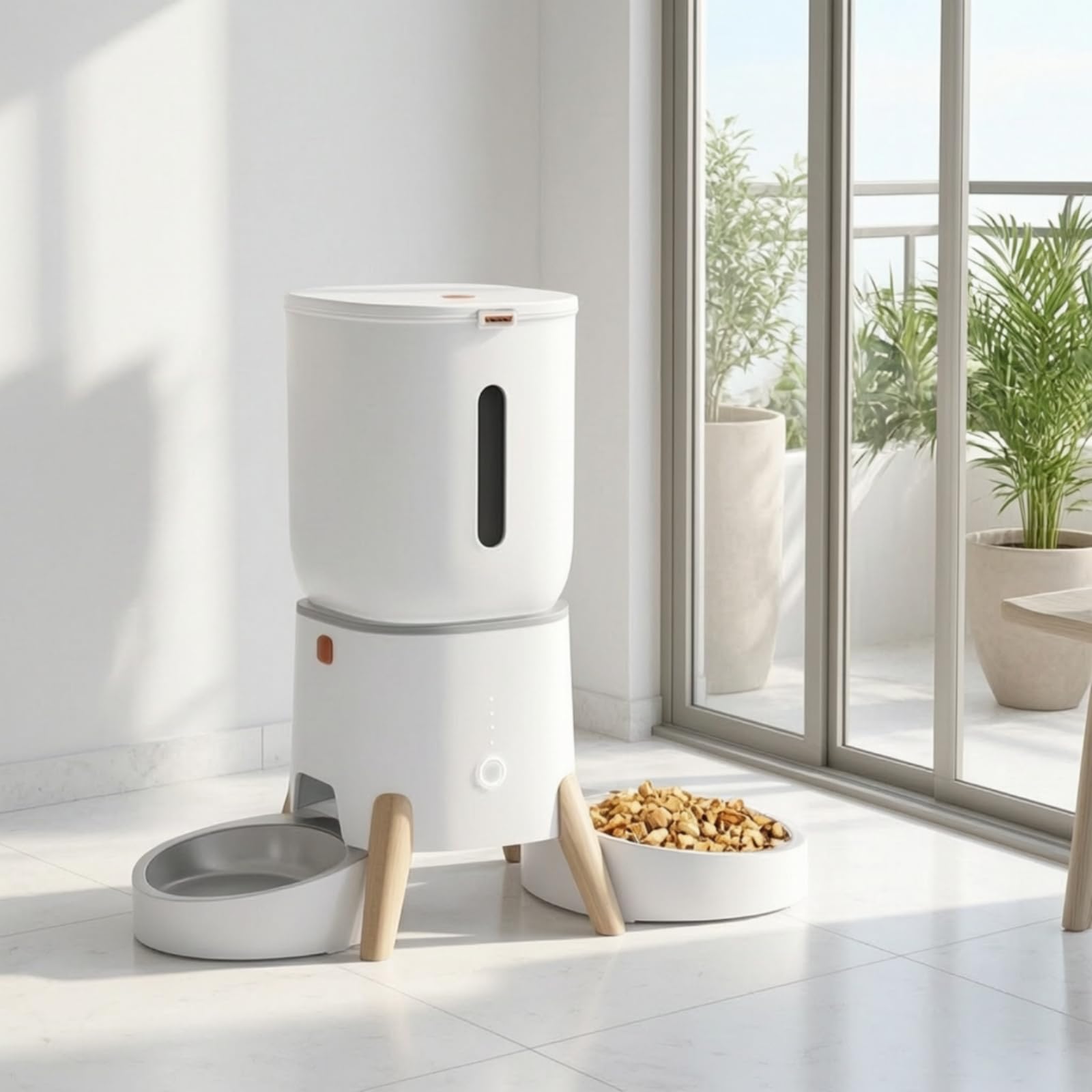 Mangiatoia Automatica con Due Ciotole in Acciaio Inox Mangiatoia con Ciotola Doppia Trasparente Alimentatore per, Appartamento