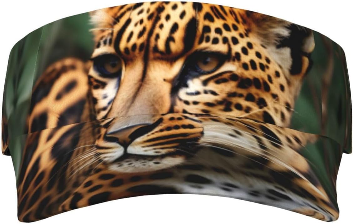Leopard Pattern Print Foldable Sun Visor Hat Lightweight Adjustable Sun Visor Hat Outdoor Sports Cap for Adults