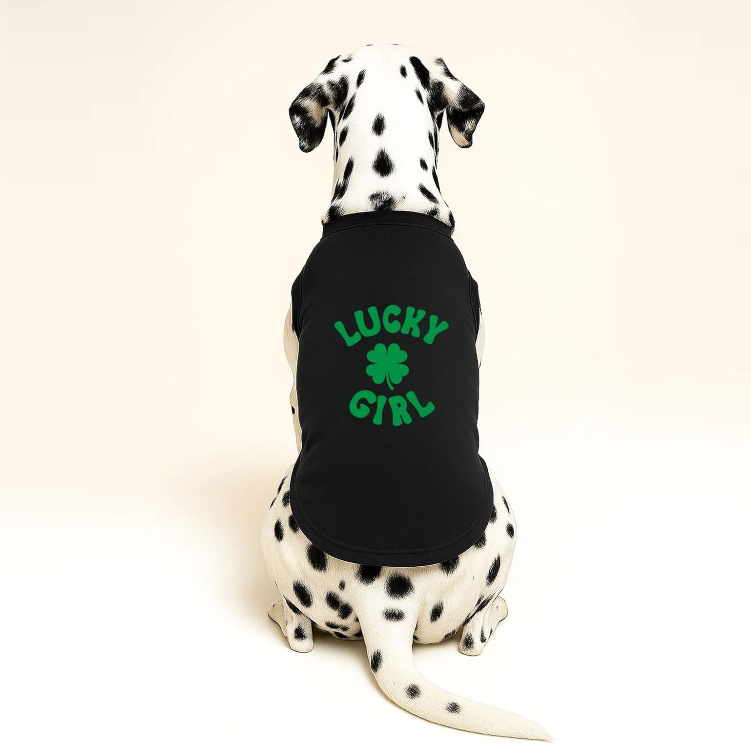 Lucky Girl Dog Tee Shirt | Sleeveless Breeds | St. Patrick's Day | Lucky | Shamrock | Irish Holiday |Black, 2X-Large 1209