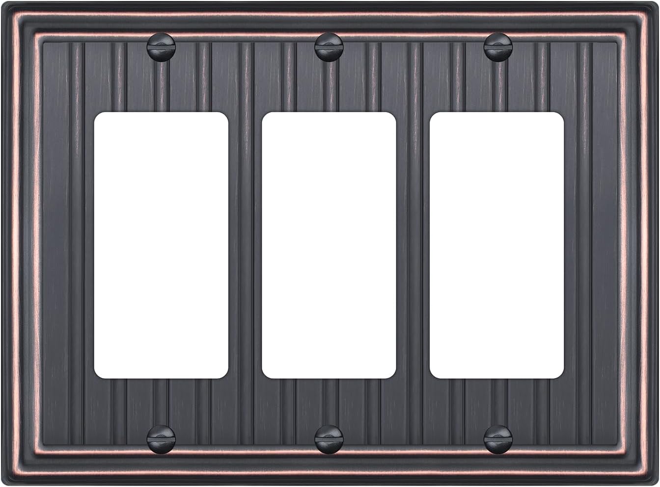Metal Wall Plate for Electrical Outlets, Decorative Aged Bronze Switch Plates Outlet Cover, Light Switch Cover Plate, 3-Gang Wall Plates (Triple Decoretor, 1 Pack)