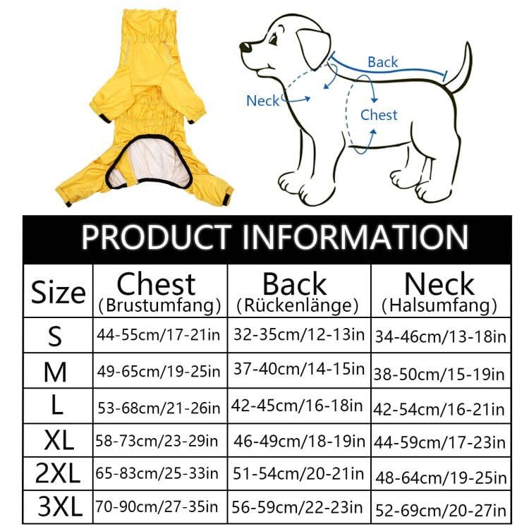 Geyecete 1/2 been broek pak, hond regenjas met hoge waterdichte voor honden reflecterende vier been regenuitrusting jumpsuit voor puppies kleine middelgrote pet-geel-XL