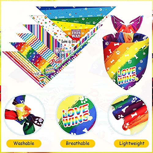 6 Pieces Pride Dog Bandanas Rainbow Pet Bandanas Holiday Dog Bandanas Summer Triangle Scarfs Bibs For Small Medium Large Dogs (Classic Pattern) #TOP2