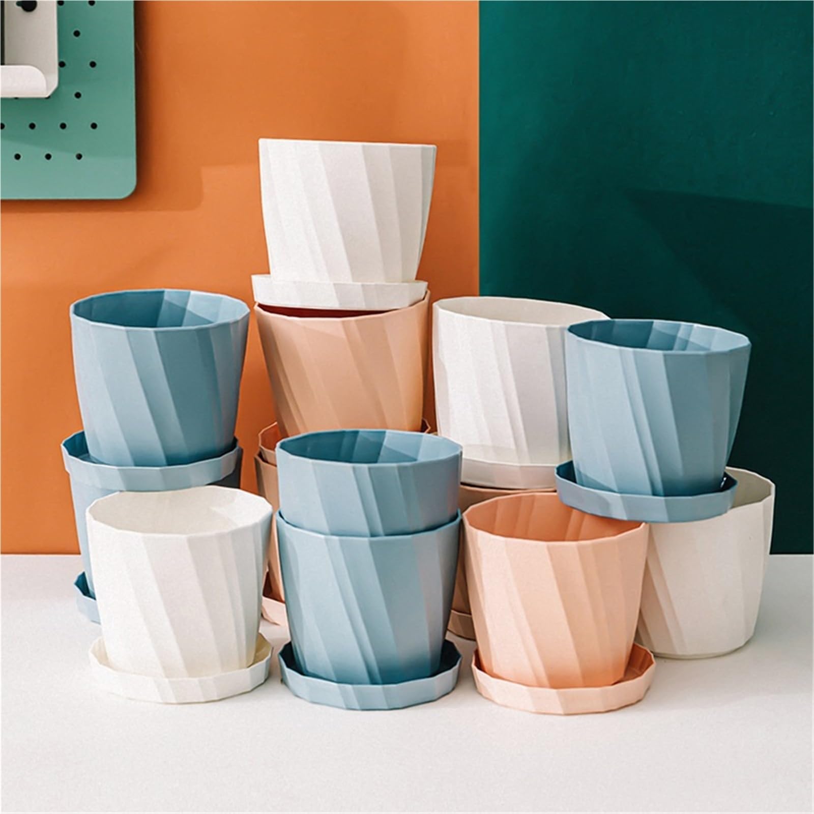 Pot de Fleur Radis Succulent et Vert, Simple Respirant, 1 pièce, for Le Balcon la Maison pour Graines et Semis(Blue,S 13.8cm)