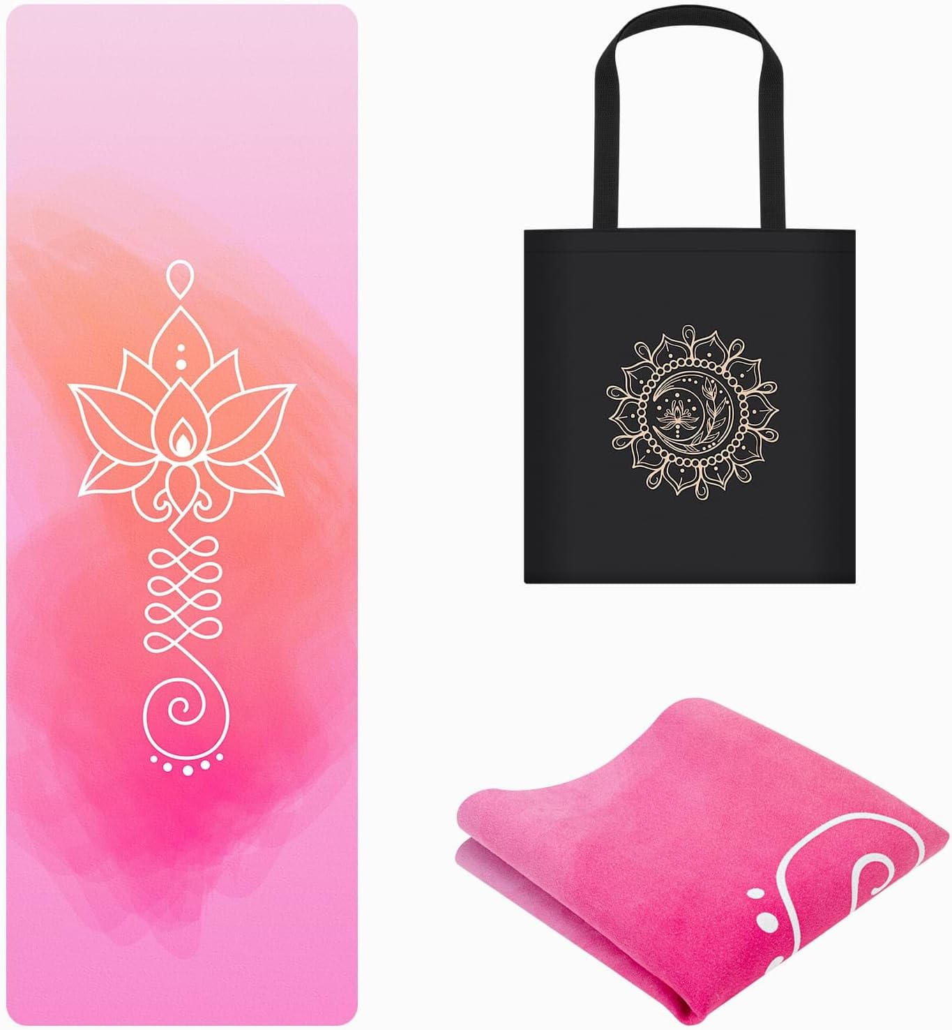 JOOEER Travel Yoga Mat, Non-slip Foldable Travel Fitness Mat With Carry Bag for Yoga, Exercise, Pilates, 1.5mm Thick Lightweight Exercise Yoga Mat for Women